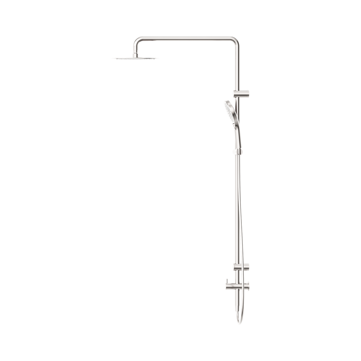 An image of Nero Tapware Mecca Care 25mm Grab Rail 900mm Twin Shower Set Brushed Nickel