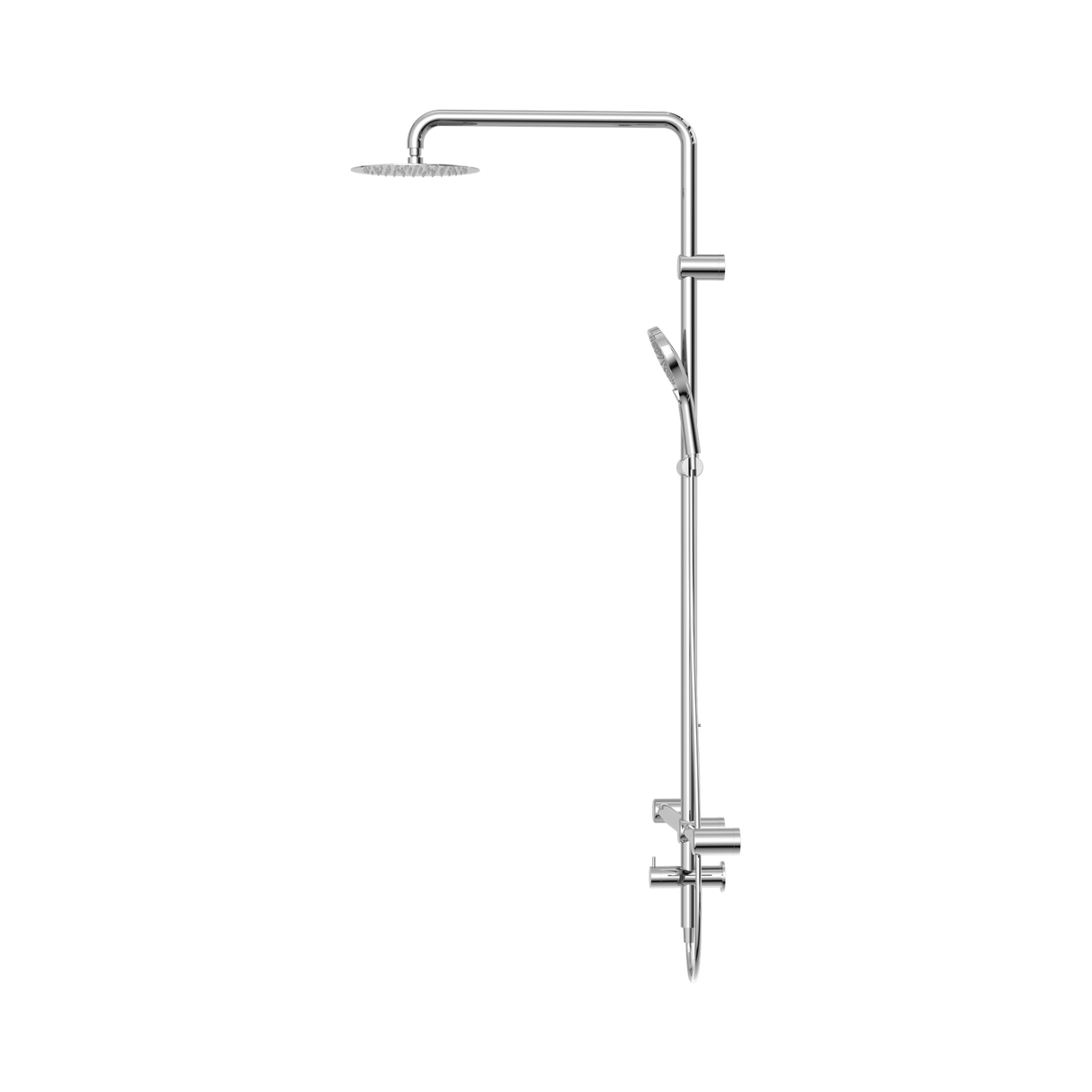 An image of Nero Tapware Mecca Care 32mm T Bar Grab Rail 1100x750mm Twin Shower Set Chrome