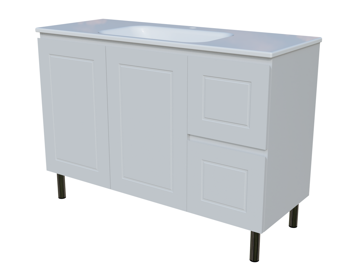Nevada Classic Vanity 1200mm Centre Bowl Stadium Top On Legs (NVC-V-1200-C-STD-L)