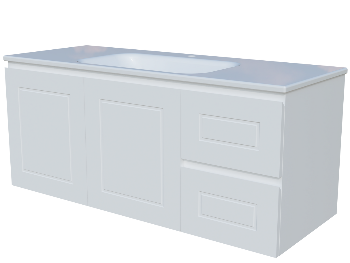 Nevada Classic Vanity 1200mm Centre Bowl Stadium Top Wall hung (NVC-V-1200-C-STD-W)