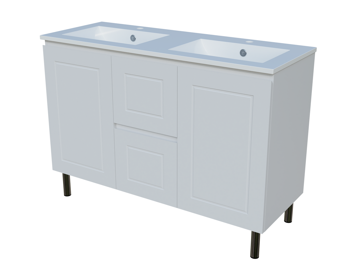 Nevada Classic Vanity 1200mm Double Bowl Alpha Top On Legs (NVC-V-1200-D-APH-L)