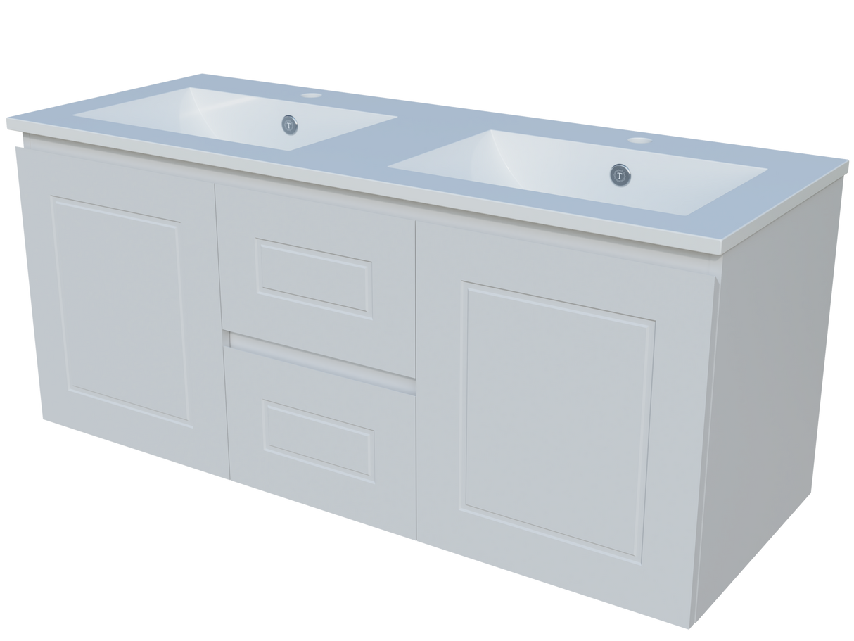 Nevada Classic Vanity 1200mm Double Bowl Alpha Top Wall hung (NVC-V-1200-D-APH-W)