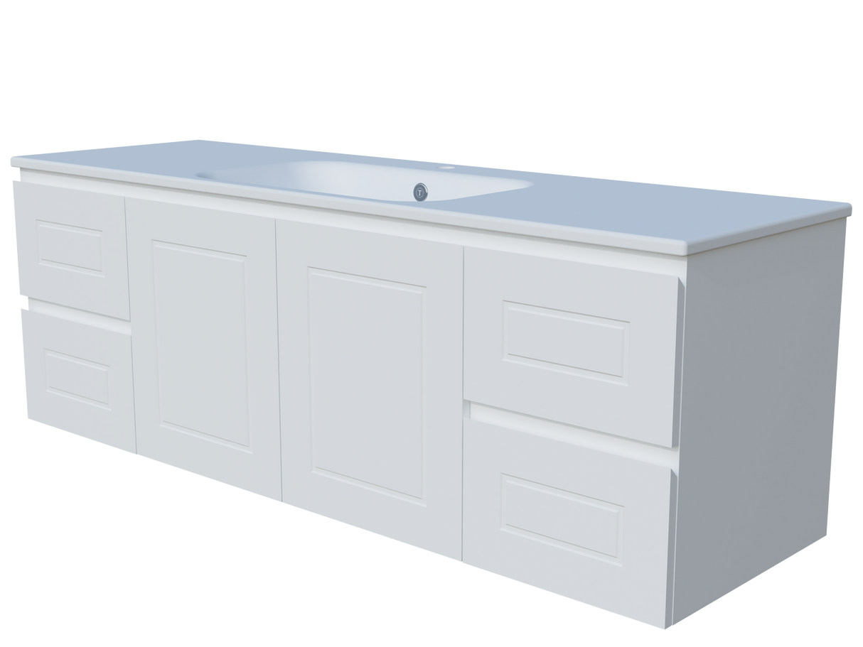 Nevada Classic Vanity 1500mm Centre Bowl Haven Top Wall hung (NVC-V-1500-C-HVN-W)