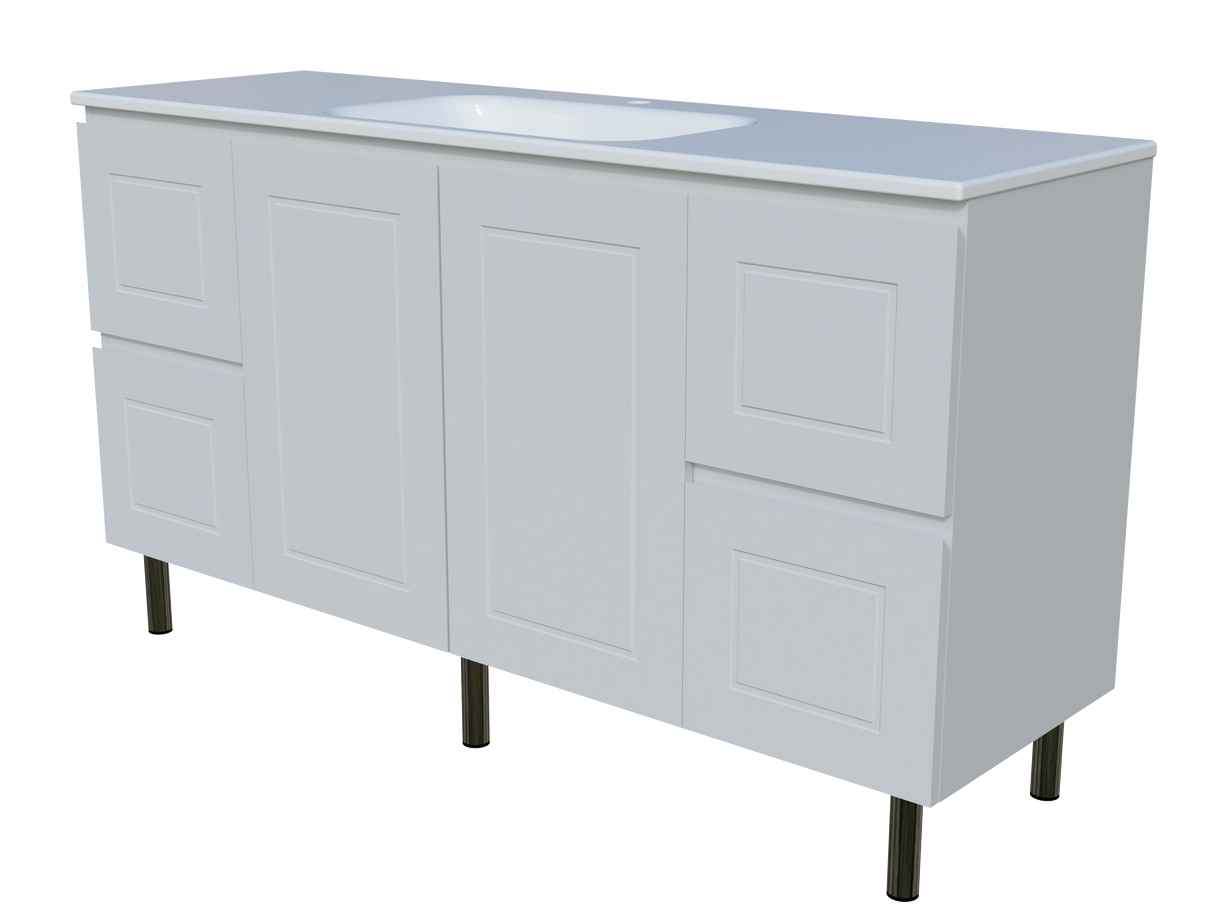 Nevada Classic Vanity 1500mm Centre Bowl Stadium Top On Legs (NVC-V-1500-C-STD-L)