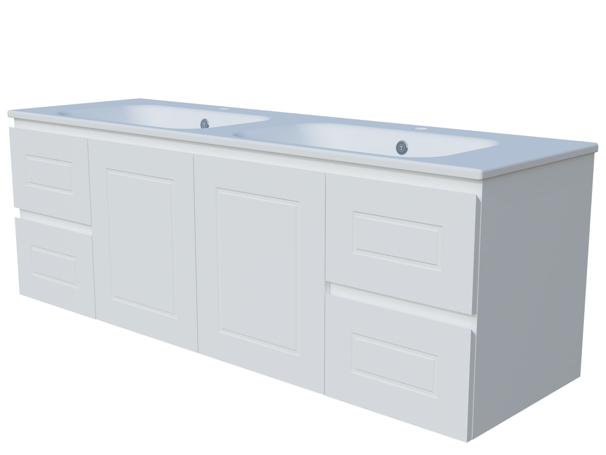 Nevada Classic Vanity 1500mm Double Bowl Haven Top Wall hung (NVC-V-1500-D-HVN-W)
