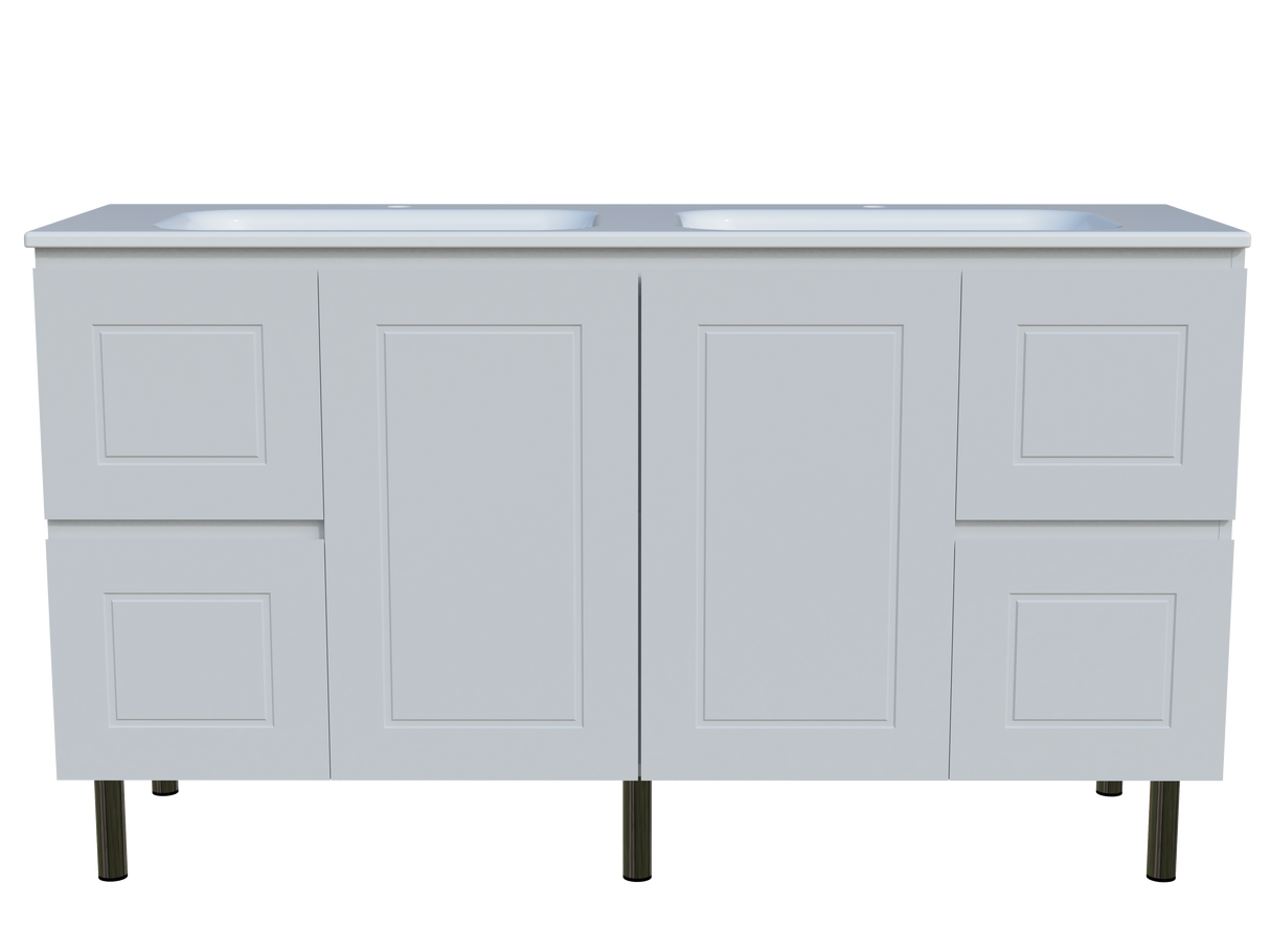Nevada Classic Vanity 1500mm Double Bowl Stadium Top On Legs (NVC-V-1500-D-STD-L)