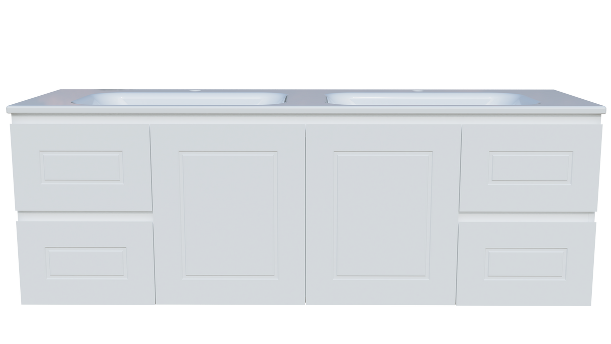Nevada Classic Vanity 1500mm Double Bowl Stadium Top Wall hung (NVC-V-1500-D-STD-W)