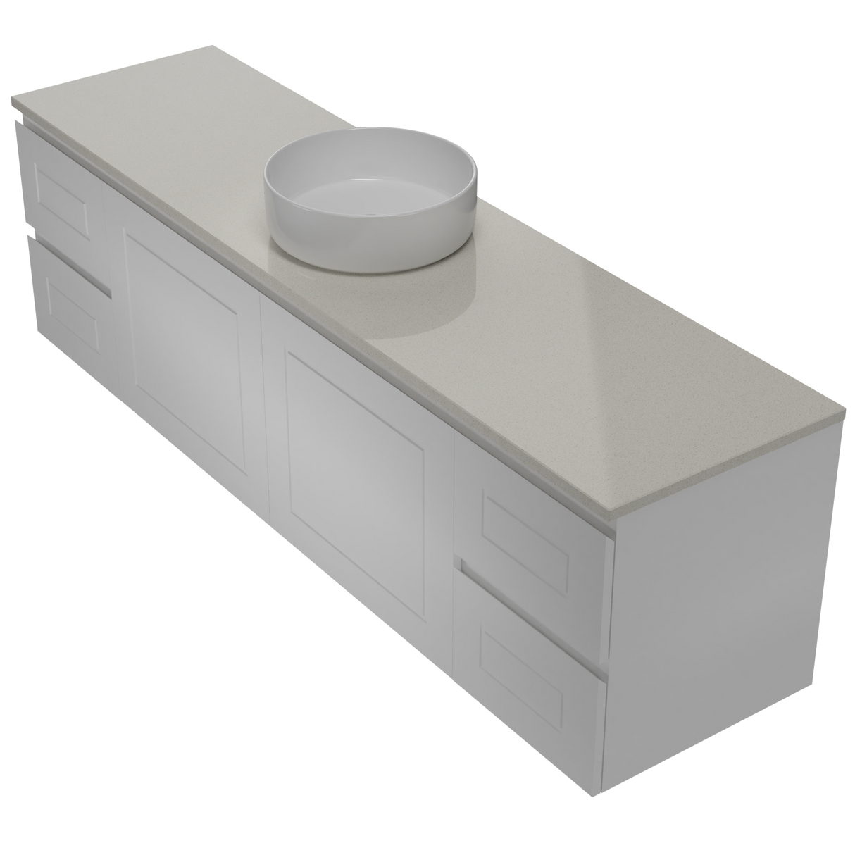 Nevada Classic Vanity 1800mm Centre White Gloss Above Counter Basin SilkSurface Top Wall hung (NVC-V-1800-C-SSA-W)