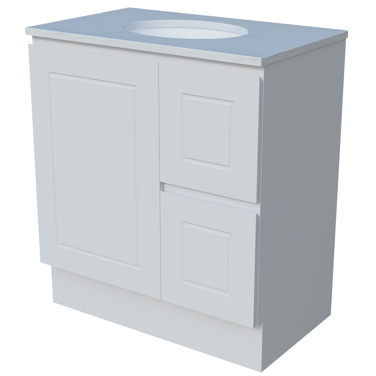 Nevada Classic Vanity 750mm Centre White Gloss Under Counter Basin SilkSurface Top Floor standing (NVC-V-750-C-SSU-F)