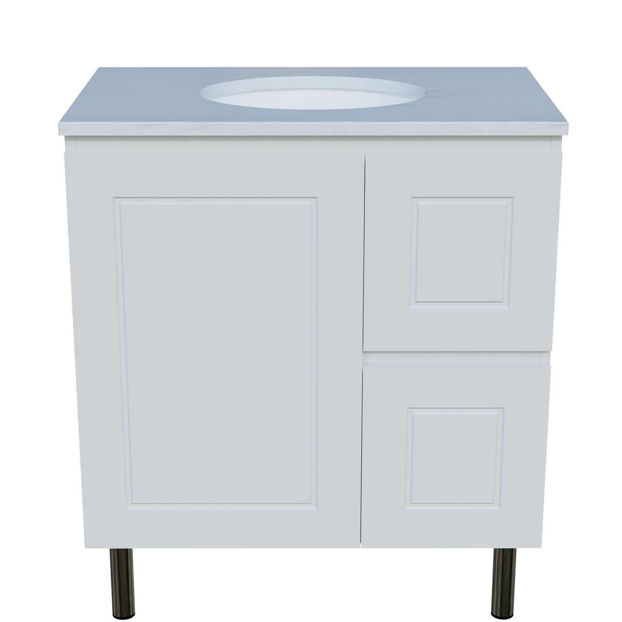 Nevada Classic Vanity 750mm Centre White Gloss Under Counter Basin SilkSurface Top On Legs (NVC-V-750-C-SSU-L)