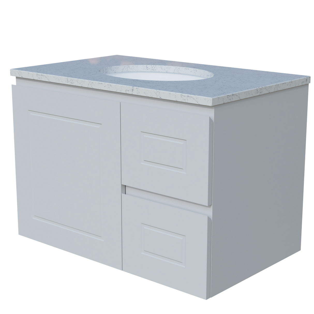 Nevada Classic Vanity 750mm Centre White Gloss Under Counter Basin SilkSurface Top Wall hung (NVC-V-750-C-SSU-W)