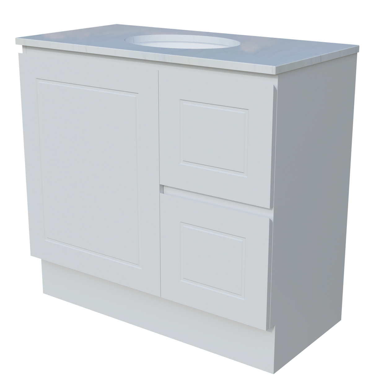 Nevada Classic Vanity 900mm Centre White Gloss Under Counter Basin SilkSurface Top Floor standing (NVC-V-900-C-SSU-F)