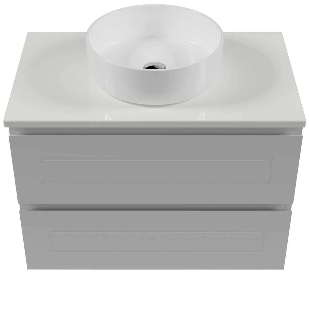 Nevada Plus Classic Vanity 750mm Centre White Gloss Above Counter Basin SilkSurface Top Wall hung (NVPC-V-750-C-SSA-W)