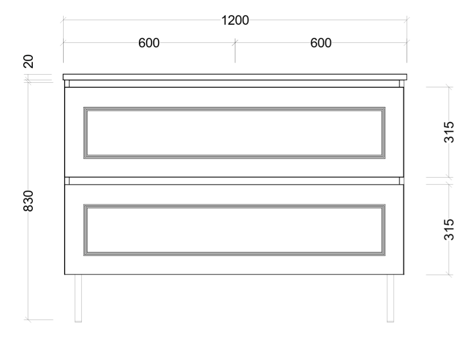 Nevada plus classic cabinet only 1200mm double bowl on legs