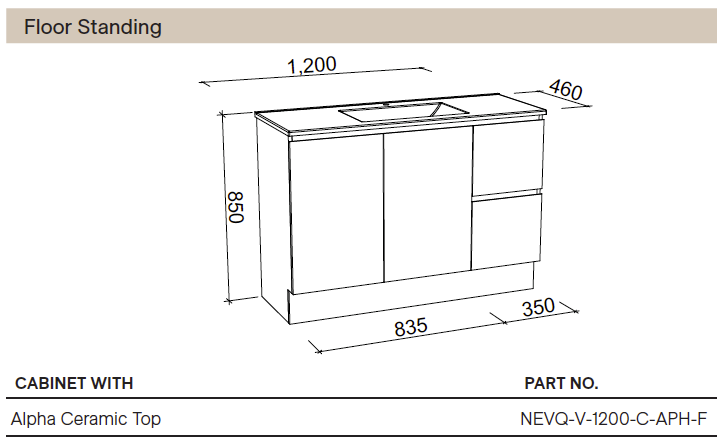 Nevada Quickship Vanity 1200mm White Satin Centre Bowl 1 Tap Hole Alpha Top Floor standing