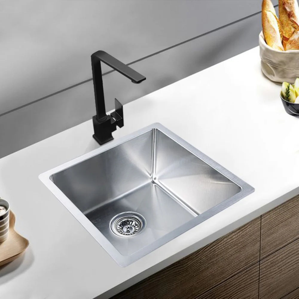 Single Square Bowl Stainless Steel Kitchen Sink Round Waste PKSS-450R
