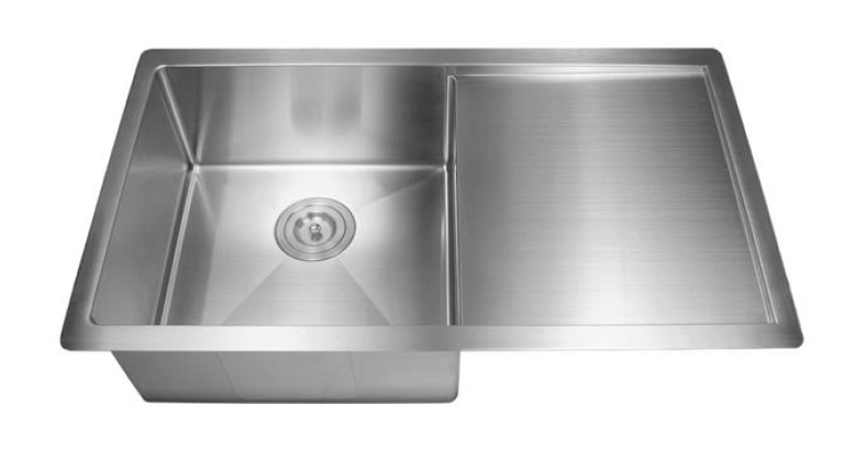 Single Rectangle Bowl and Drainer Stainless Steel Kitchen Sink Round Waste PKSS-810DR