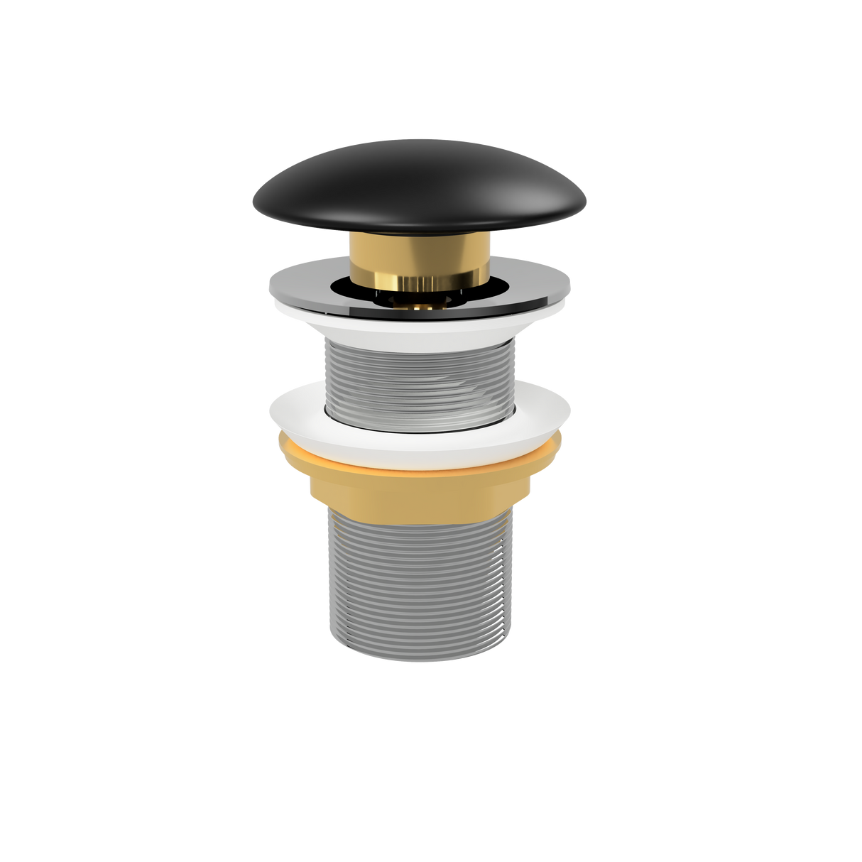 Black Matt Pop Up Waste with Ceramic Cover. No Overflow (POP-OPT-BLK)