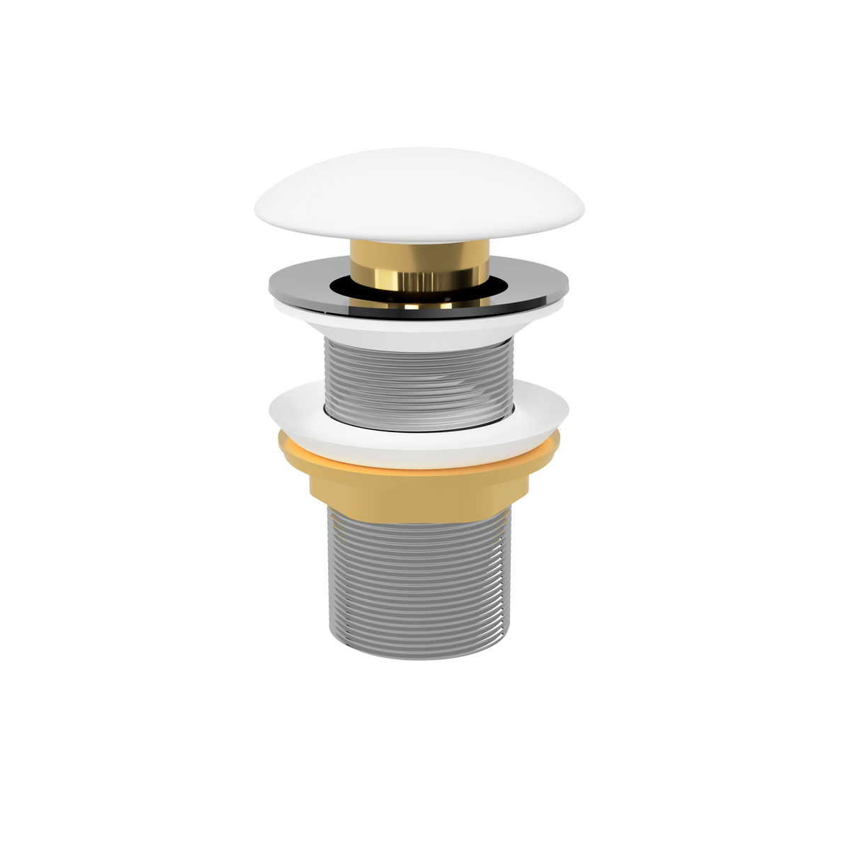 White Matt Pop Up Waste with Ceramic Cover. No Overflow (POP-OPT-WM)