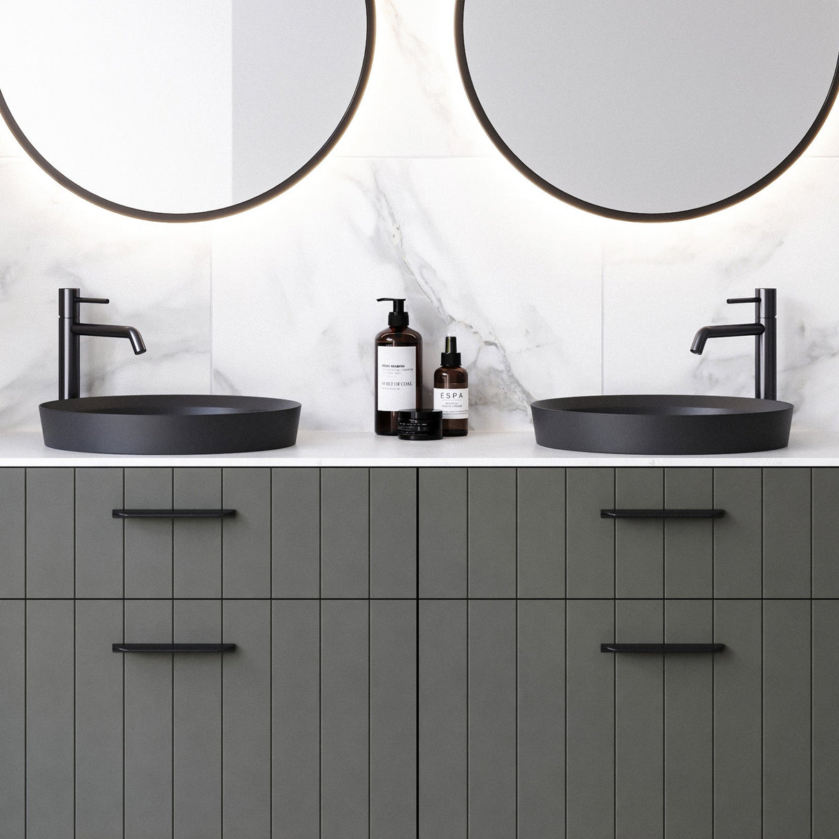 A lifestyle image of Timberline's Radius Basin 400mm Black Matt