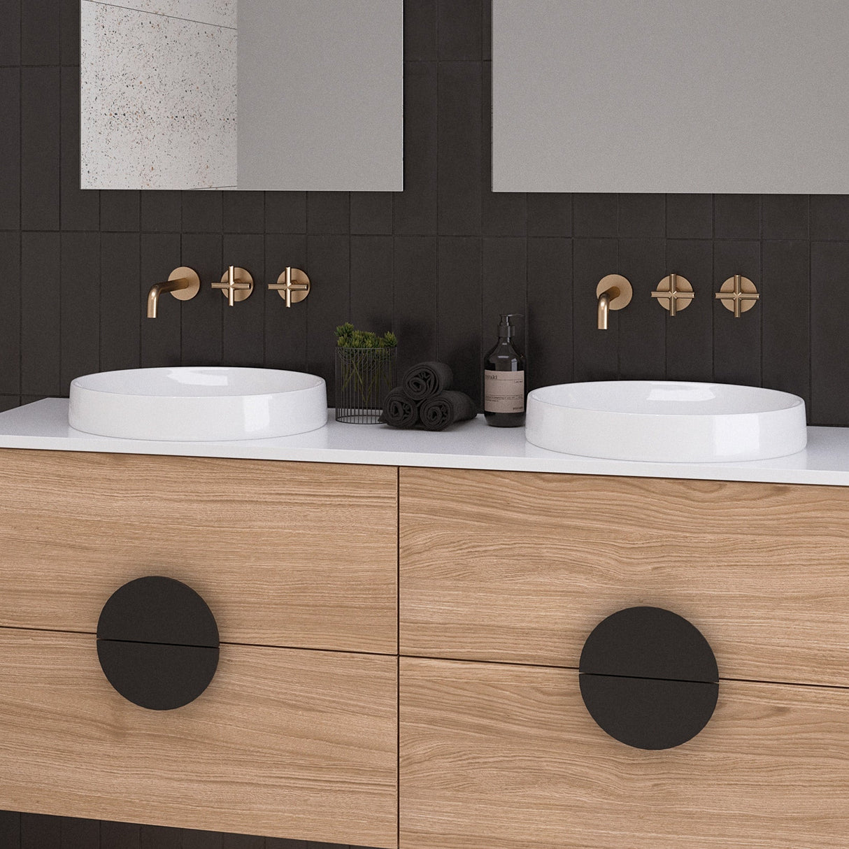 A lifestyle image of Timberline's Radius Basin 400mm White Gloss