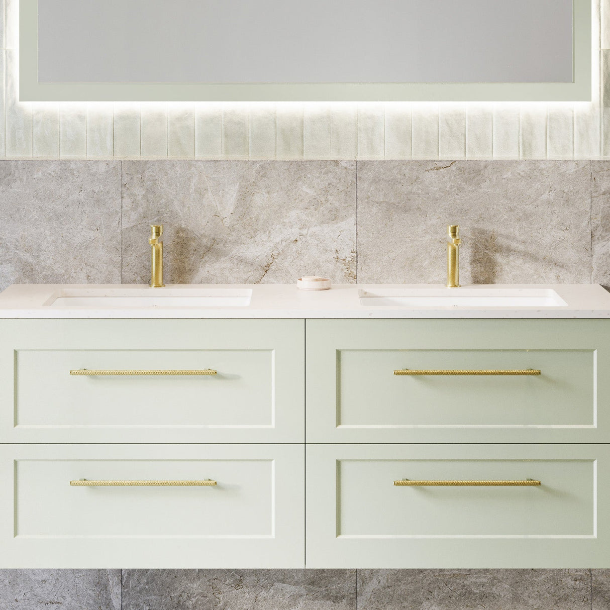 A lifestyle image of Timberline's Rectangle Undermount Basin 530mm White Gloss