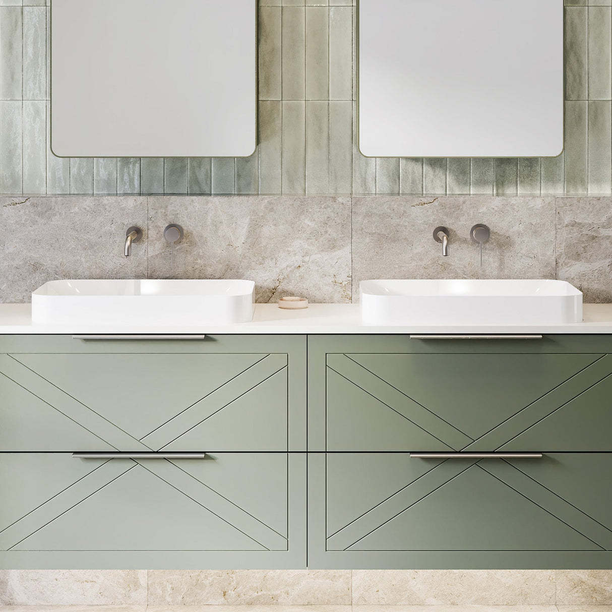 A lifestyle image of Timberline's Rome Basin 600mm White Gloss