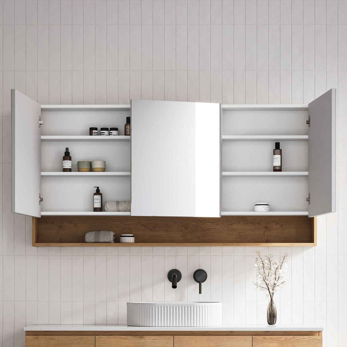 Sanremo Mirror Cabinet 1500mm Three Door Platinum Collection (SAN-SC-1500-3-P)
