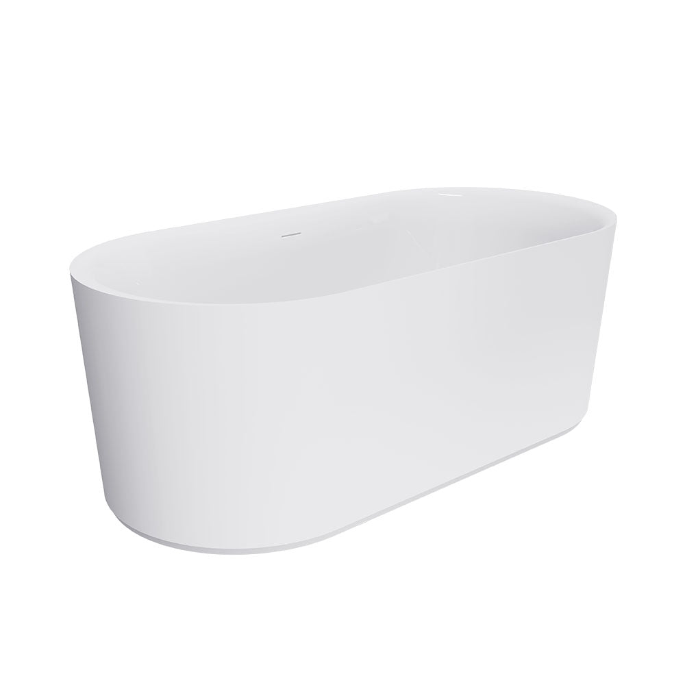 Empire Slim Freestanding Solid Surface Bath, 1500mm, Matt White