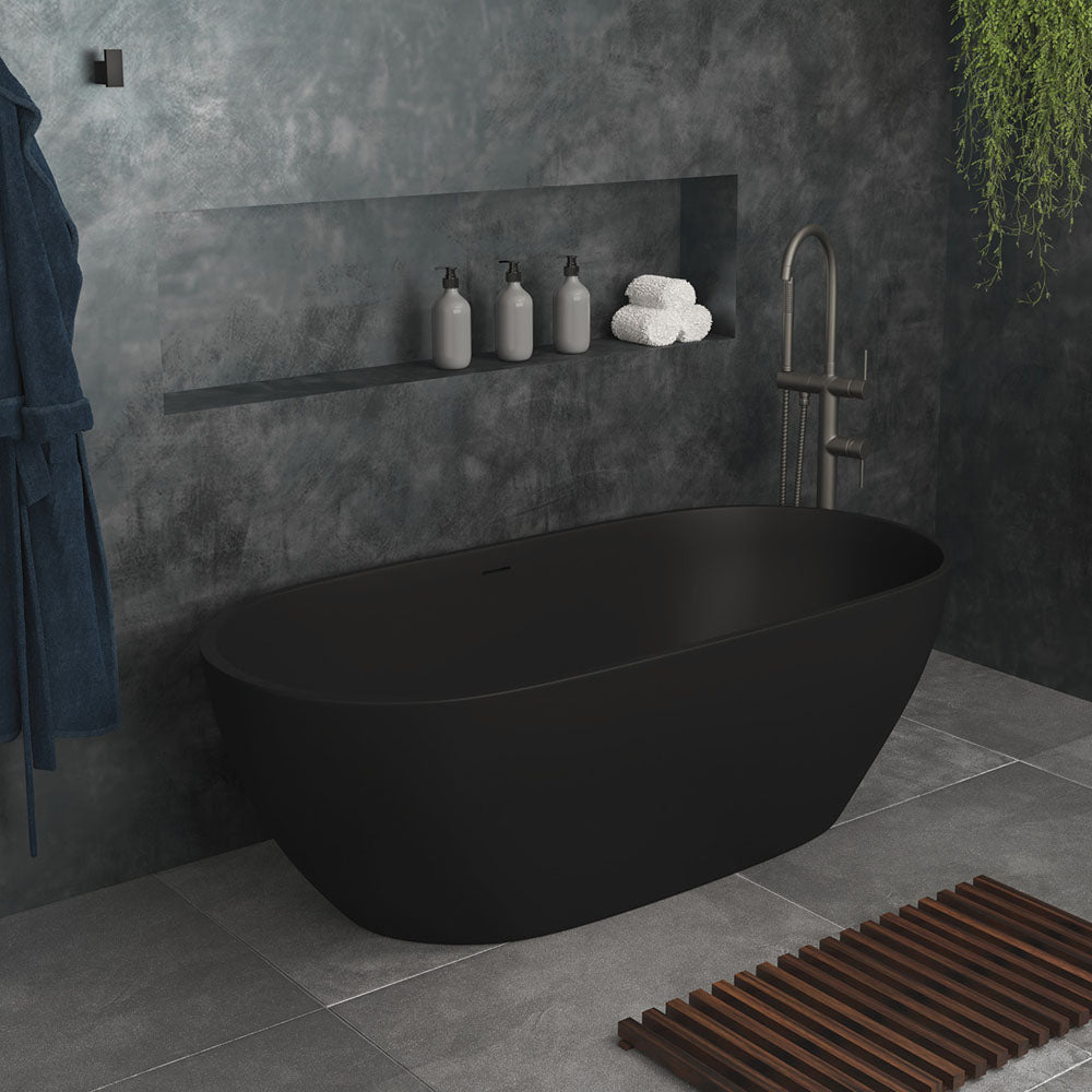 Luciana Solid Surface Bath, Matt Black, 1500mm