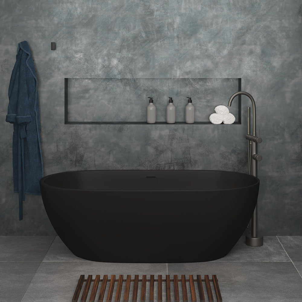 Luciana Solid Surface Bath, Matt Black, 1500mm