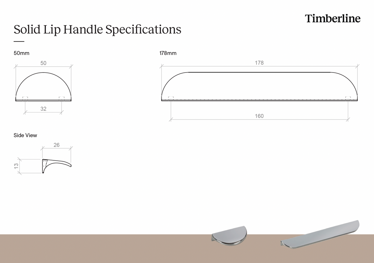 Solid Lip 178mm Black Handle