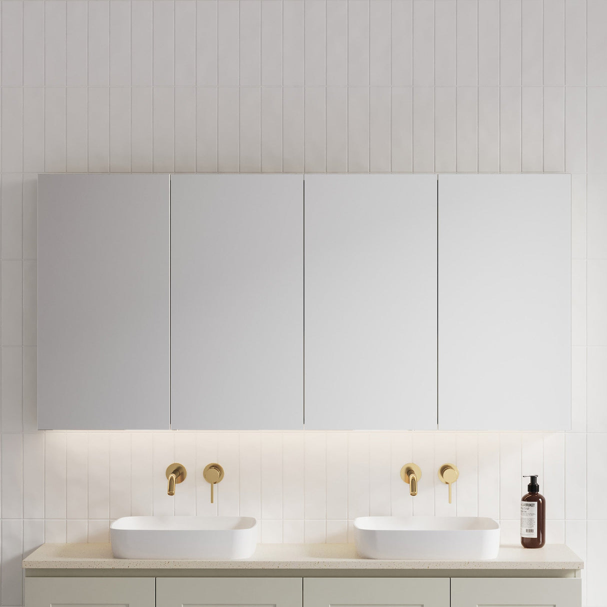 Tennessee Mirror Cabinet 1500mm Four Door Platinum Collection (TEN-SC-1500-4-P)