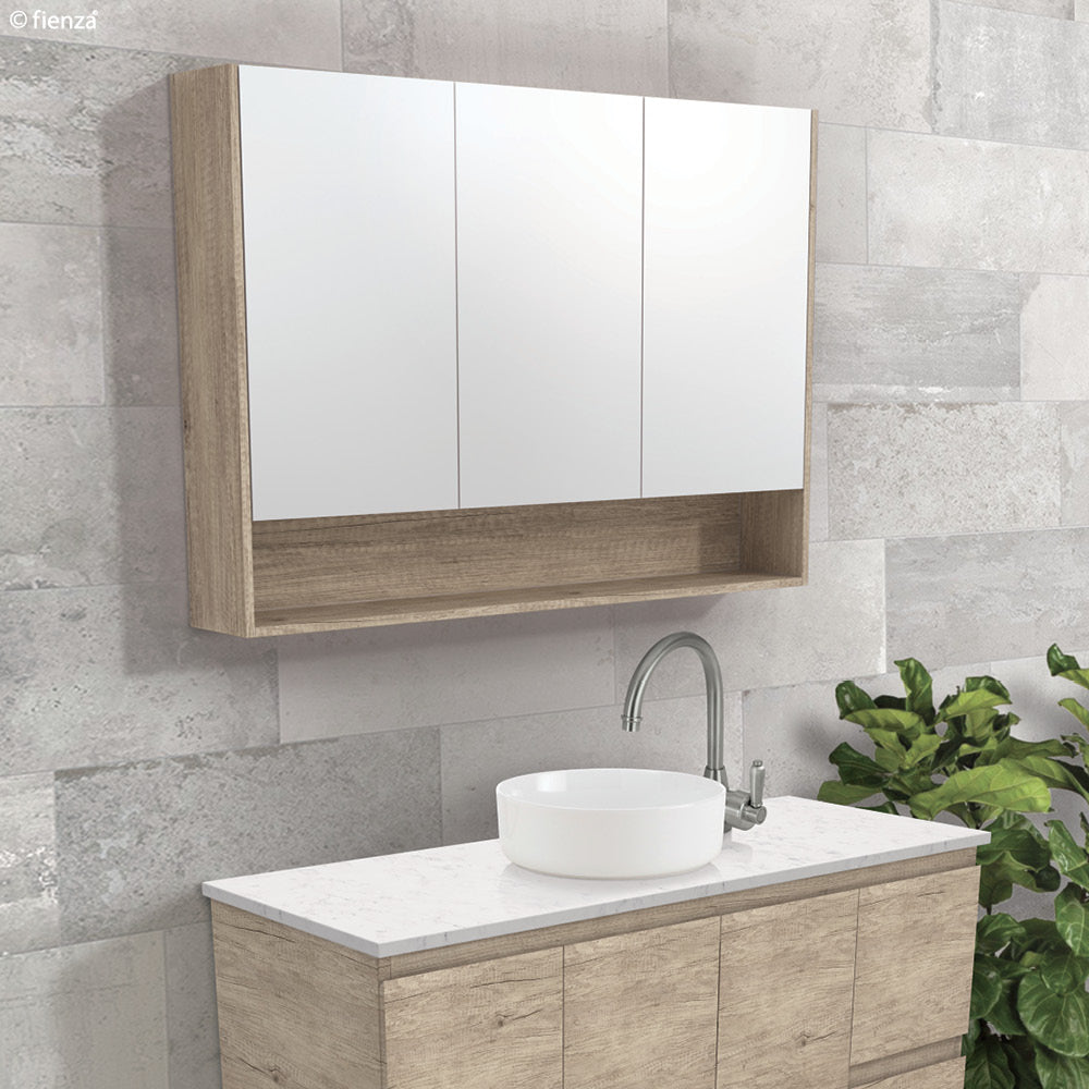 900 Mirror Cabinet with Display Shelf, Gloss White