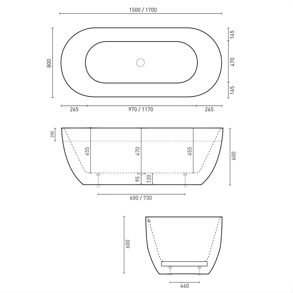 Valentina 1500 Oval Freestanding Bath - Gloss White