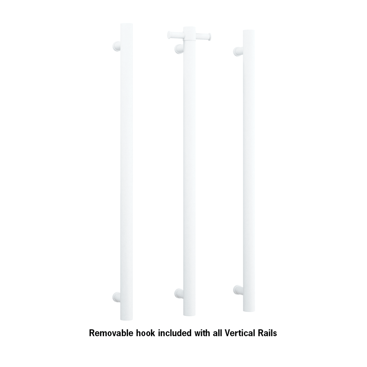 Thermorail Straight/Round 12Volt Vertical Bar 900x142x100mm 26Watts With Optional Hook - Matt White