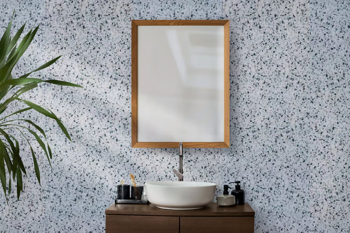 Blue Terrazzo Wet Wall Panel - 2400mm (h) x 1000mm (w) x 10mm (d)