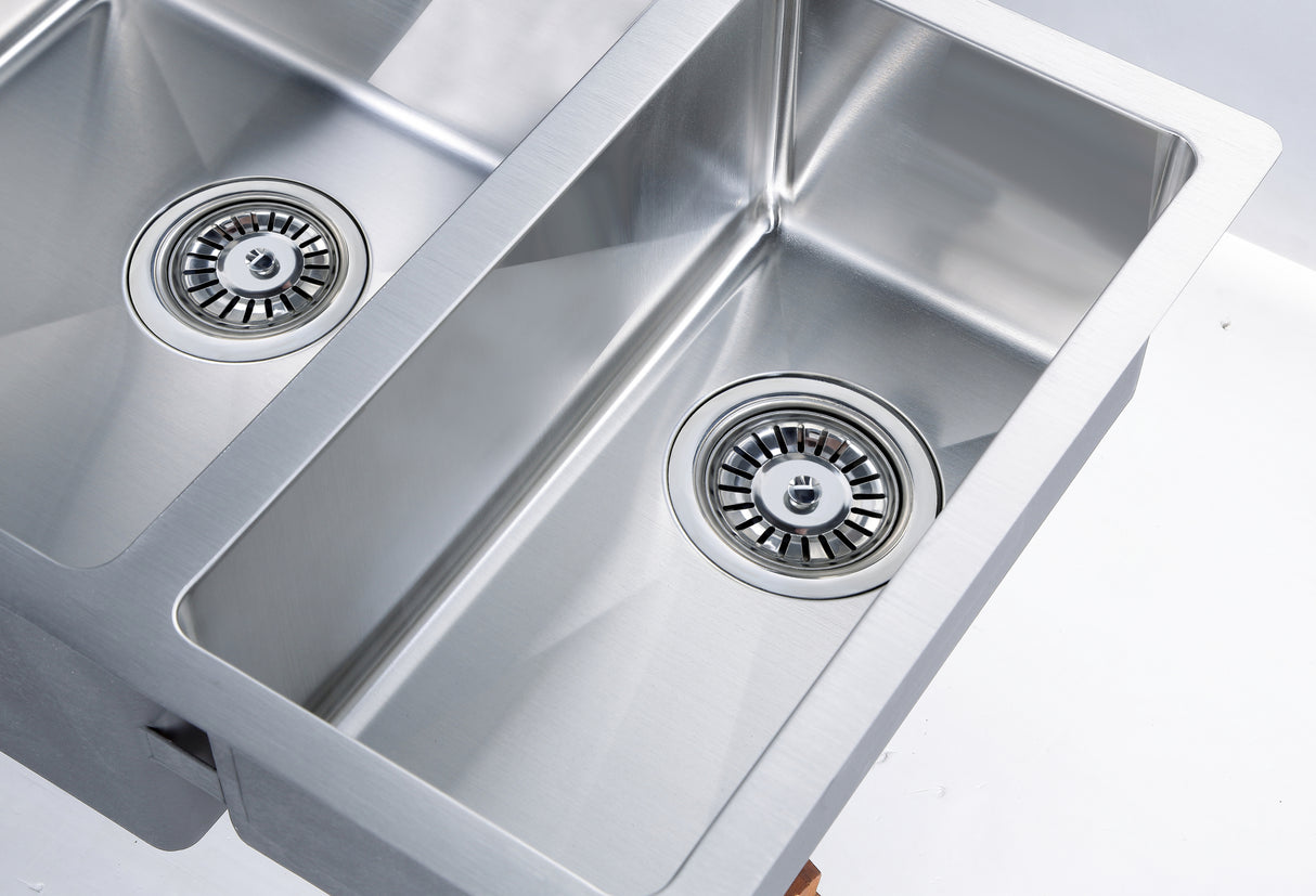 Double Rectangle Bowl Stainless Steel Kitchen Sink Round Waste PKSS-660DR