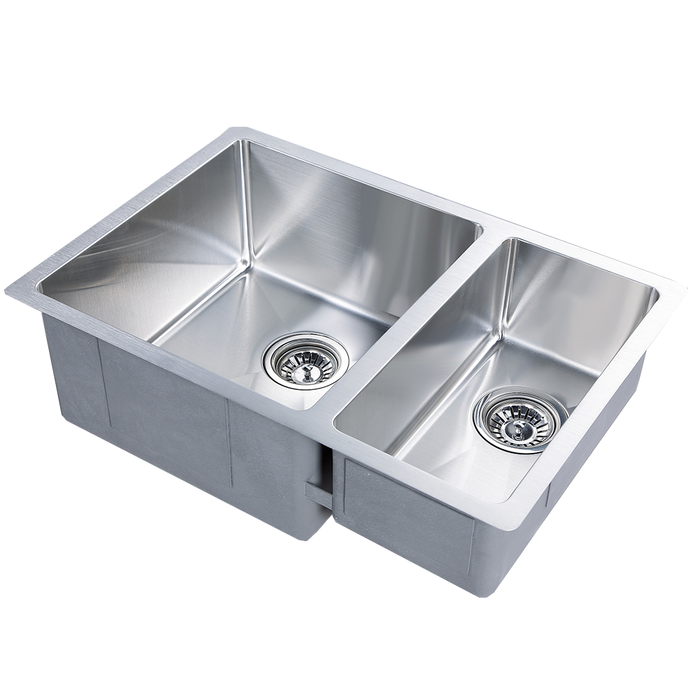 Double Rectangle Bowl Stainless Steel Kitchen Sink Round Waste PKSS-660DR