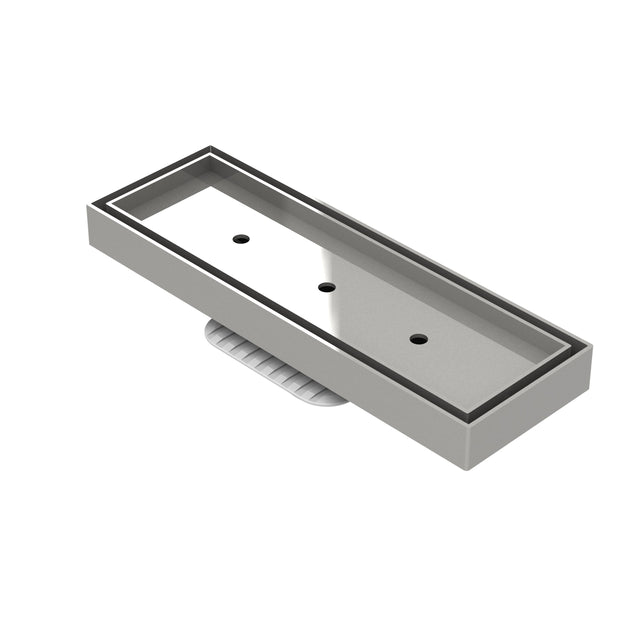 An image of Bermuda Tile In Channel 300x100mm (50mm Outlet) Stainless Steel Floor waste