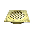 An image of Standard Brass Square Floor waste 100mm Outlet Brushed Gold 