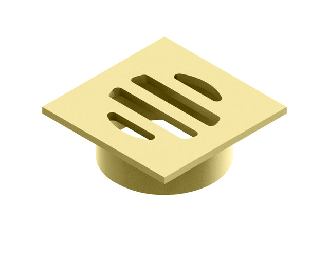 An image of Standard Brass Square Floor waste 50mm Outlet Brushed Gold 