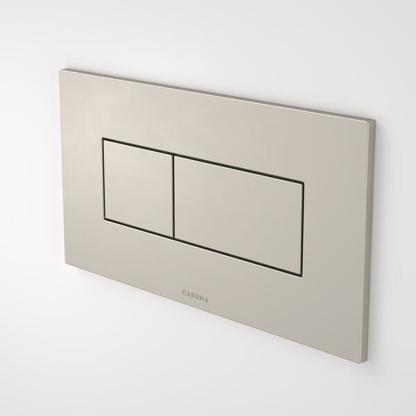 Caroma Invisi Series II Rectangle Dual Flush Plate & Buttons (Metal) Brushed Nickel
