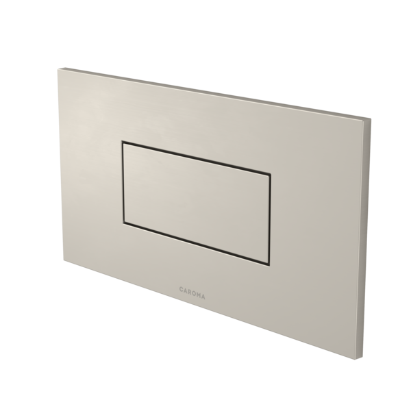 Caroma Invisi Series II Rectangle Metal Single Flush Plate and Buttons Brushed Nickel