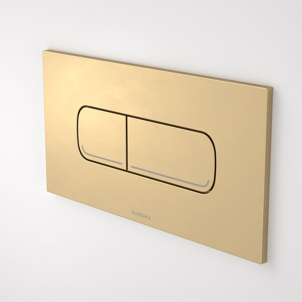 Caroma Invisi Series II Oval Dual Flush Plate & Buttons (Metal) Brushed Brass