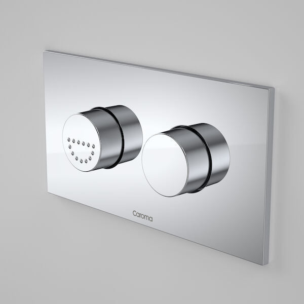 Caroma Invisi Series II Round Dual Flush Plate & Raised Care Buttons (Plastic/Metal) Chrome