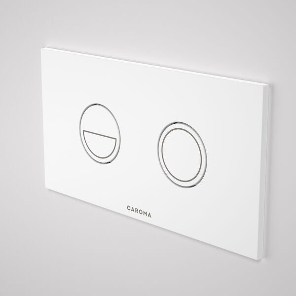 Caroma Invisi Series II Round Dual Flush Plate & Buttons (Metal) White Buttons, White Plate