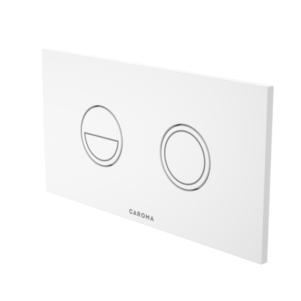 Caroma Invisi Series II Round Dual Flush Plate & Buttons (Metal) White Buttons, White Plate