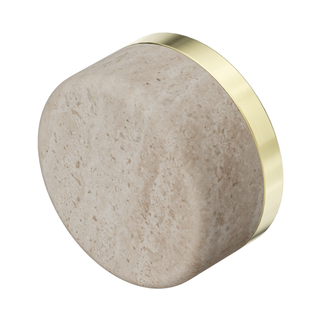 An image of Nero Tapware's Serenity Rome Travertine Handle Brushed Gold