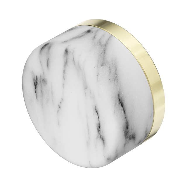 An image of Nero Tapware's Serenity Arabescato Corchia Handle Brushed Gold